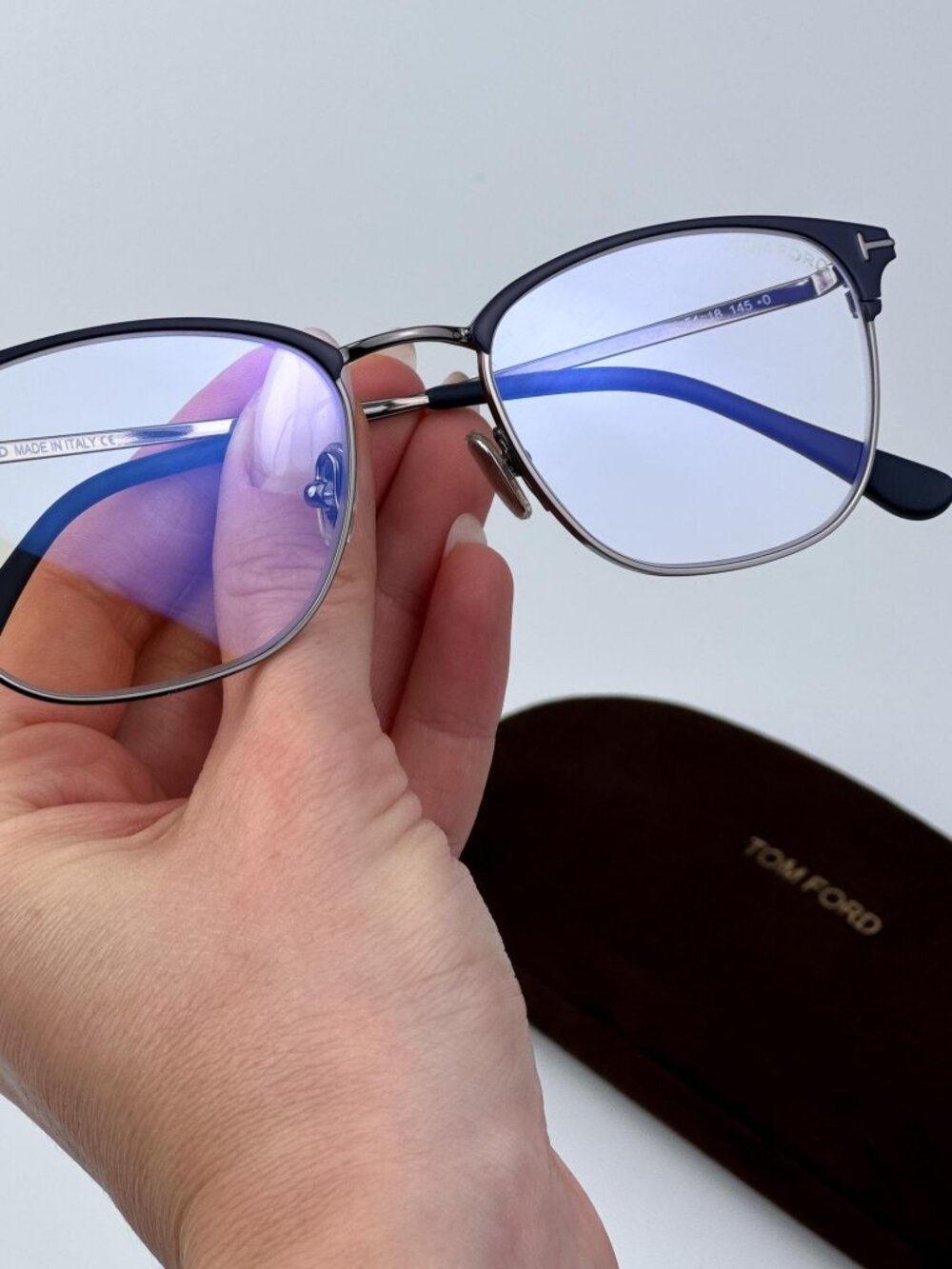 TOM FORD FT5750-B/O 091 MATTE BLUE SQUARE BLUE LIGHT BLOCK EYEGLASSES